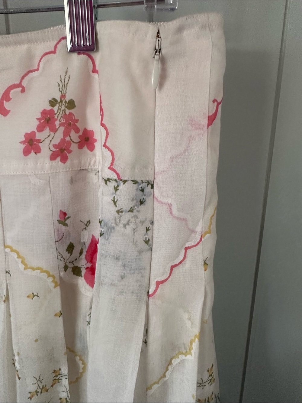 Tory Burch Cream Floral Pleated Midi Skirt - Picture 4 of 5